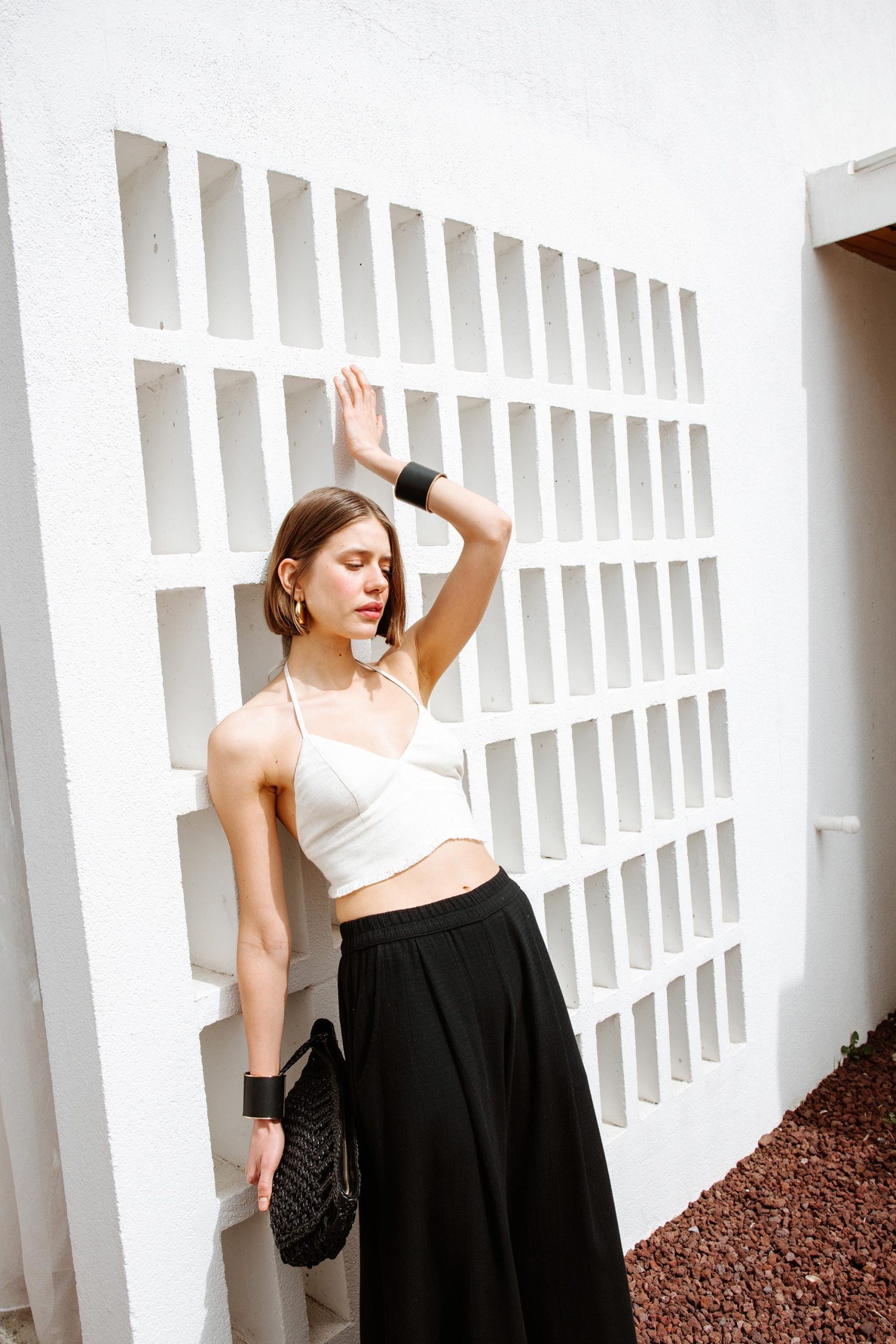 Natural Triangle Bralette Linen Crop Top Bustier